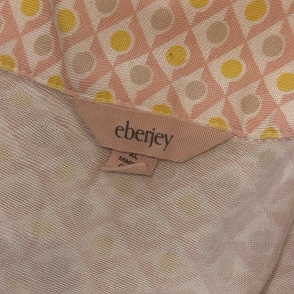 Eberjey Gisele Short Sleeve Pajama Top Pink & Yellow Geo Tile Print SZ XL - Picture 2 of 7